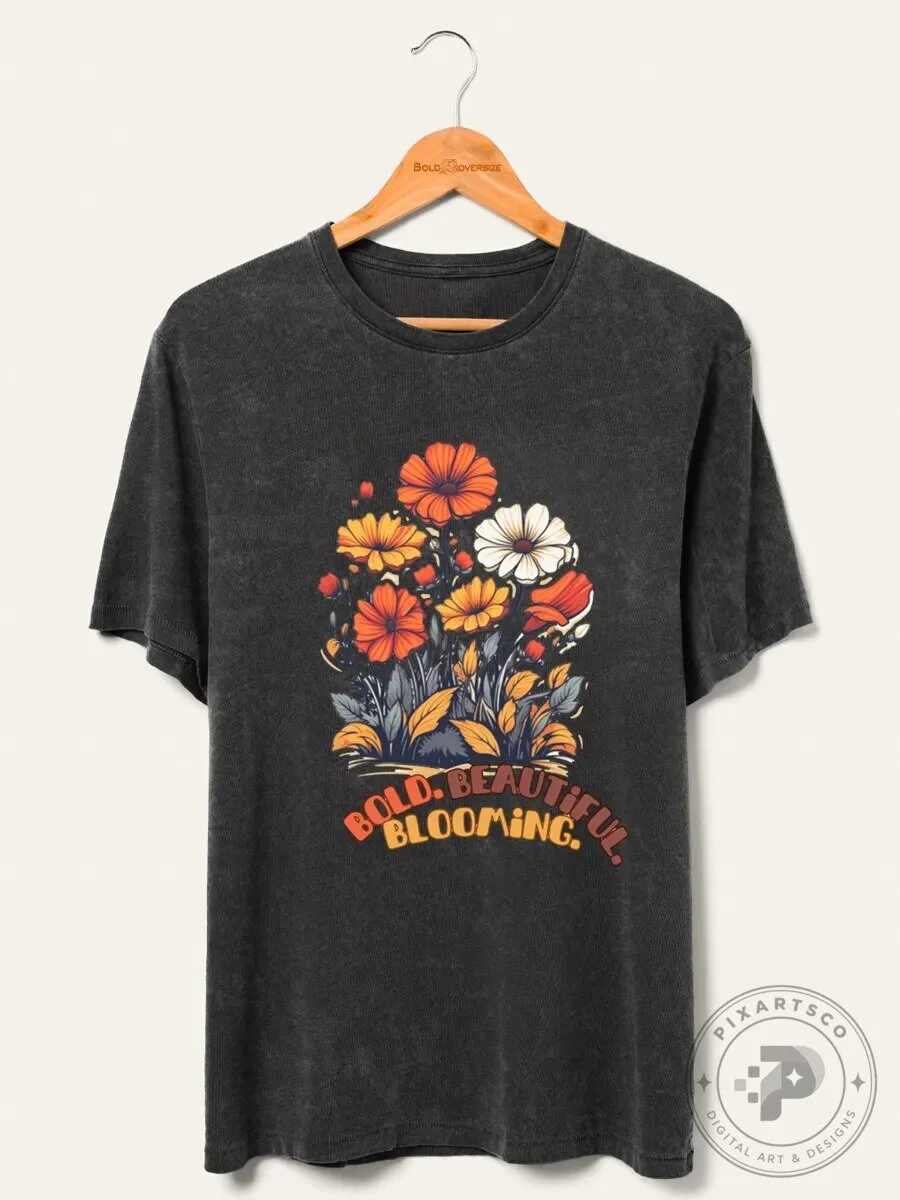 Bold Beautiful Blooming Floral Arrangement Washed T-Shirt