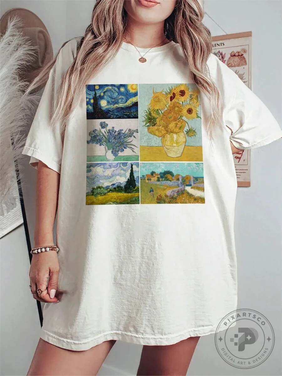 Vincent Van Gogh Art Paintings Collage Aesthetic Oversized T-Shirt